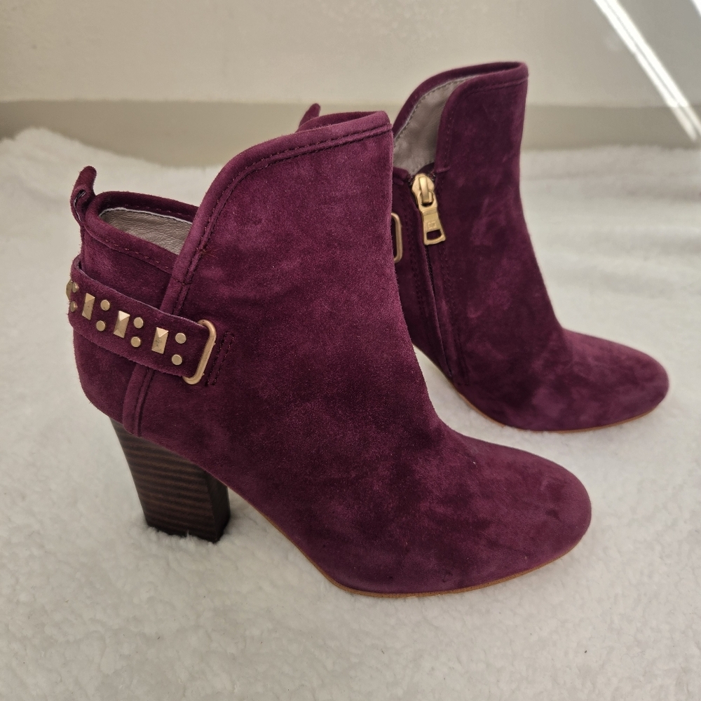 Latigo Ganet Prune Suede Embellished Booties High Heeled